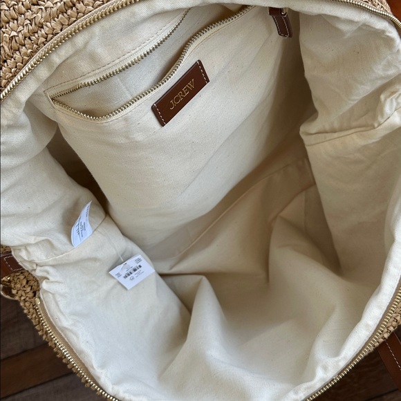 NWT | J Crew Palma Overnight Tote in Hand-Knotted Straw & Leather - Picture 13 of 15